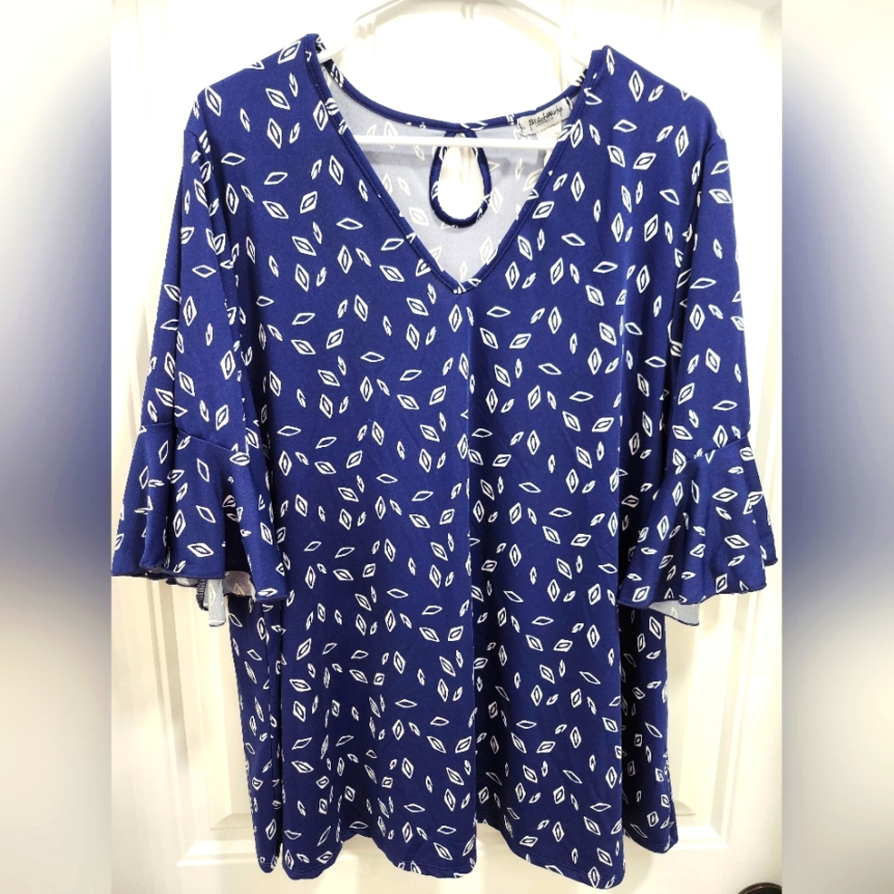 Women's Plus Size 2X Shirt Top Navy Blue